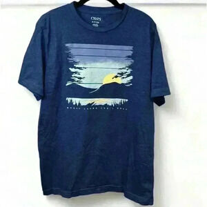 Chaps Men's  Blue Graphic Print T-Shirt Nature Outdoor Theme Small